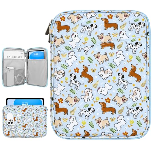 Image of Dadanism 9-11 inch Tablet Sleeve Bag Carrying Case for iPad (A16) 11th Gen 11 inch, iPad 10th Gen 10.9 inch Air 5 /4, iPad Air M4 /Pro 11 inch, iPad 9 /8 /7th, Galaxy Tab A11+ Plus 11 inch, Remarkable 2 10.3 inch, Blue+Dog