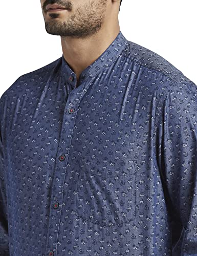Image of Colorplus Men's Pure Cotton Yarn Dyed /Print Pattern Tailored Fit Spread Collar Full Sleeve Casual Shirt