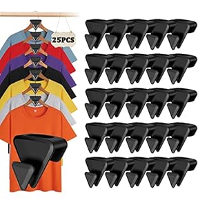 LCYATSI 25 Pcs Space Saving Hanger Hooks, Clothes Hanger Connector Hooks, Heavy Duty Cascading Hanger Hooks for Organizer Closet, Fits All Hangers