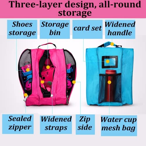 Camilla Lu Ice Skates Carry Bag Case Ski Roller Skates Ice Skating Bag 3 Layers Storage Bag Thick Breathable Shoulder Adjustable (Blue), One Size #TOP2