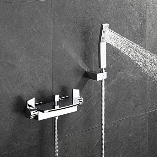 Mélangeurs de douche en laiton chromé haut de gamme avec pomme de douche effet cascade design