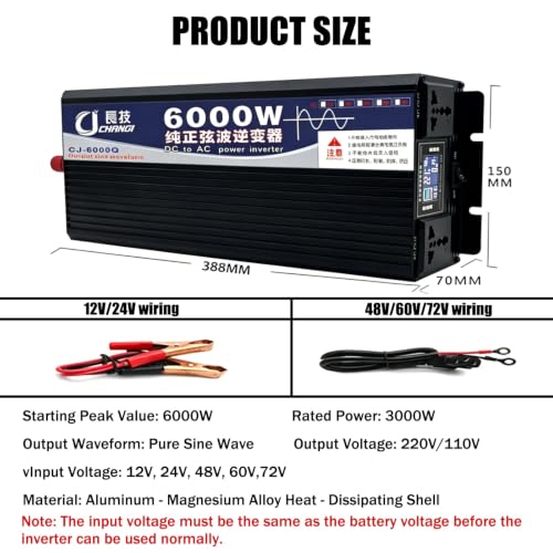 Inversor onda sinusoidal pura 6000W transformador de voltaje de 72V a 220V 2