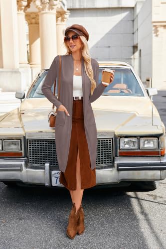 Image of GRACE KARIN Essential Solid Open Front Maxi Long Knitted Cardigan Sweater for Women