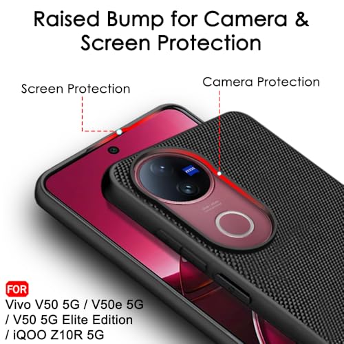 Image of TheGiftKart Back Cover Case for iQOO Z10R 5G / Vivo V50 / V50e 5G / Vivo T4R 5G | Slim & Lightweight | Ultra-Premium Design | Camera Protection Bump | Fabric Texture Case Cover (PC & TPU, Black)