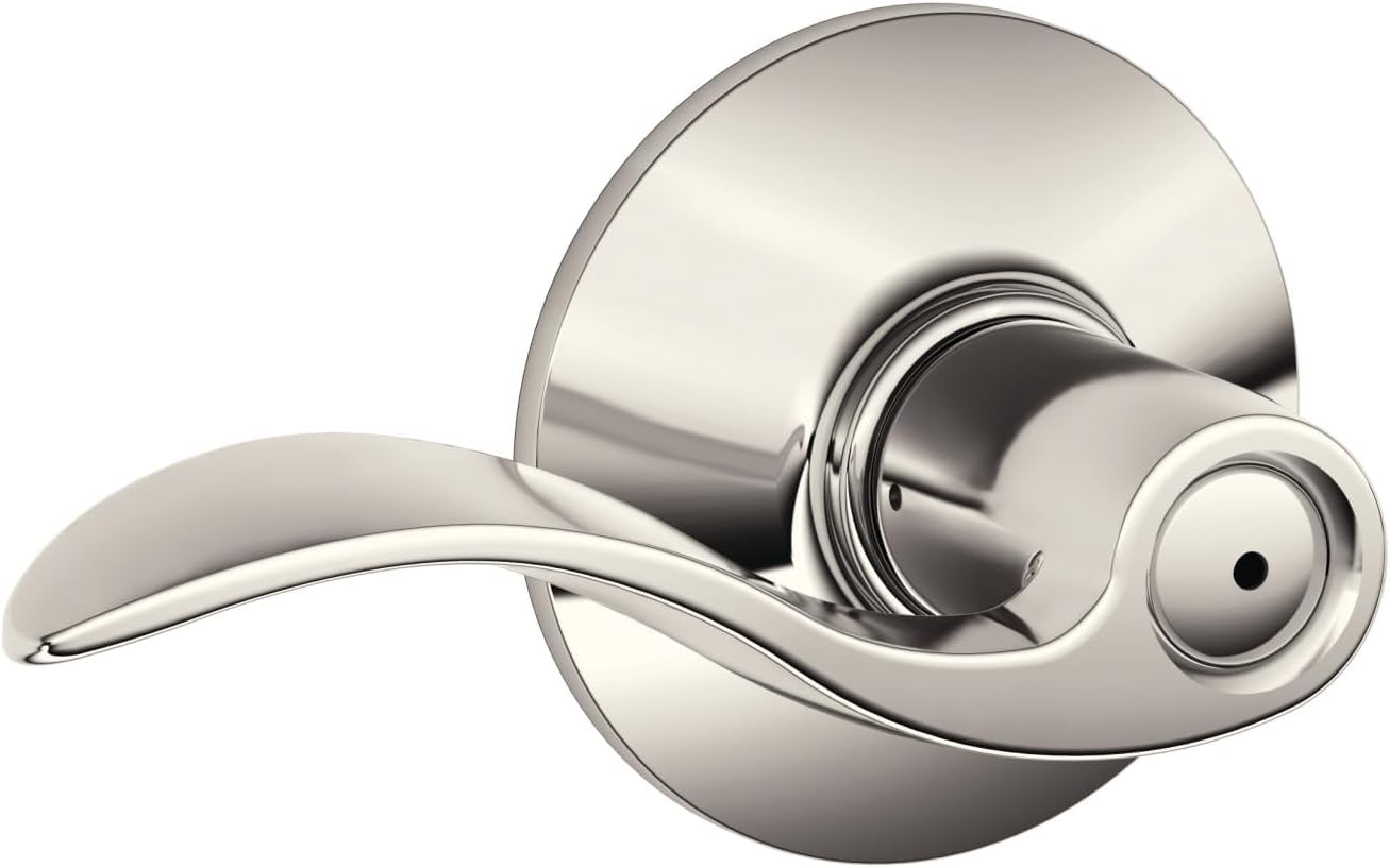 SCHLAGE Accent Lever Bed and Bath Lock in Polished Nickel - F40 Acc 618 (Pack of 8)