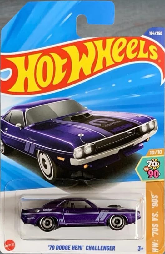 Hot Wheels '70 Dodge Hemi Challenger, Purple, 1:64 Scale Diecast Car, '70s VS. '90s Collection