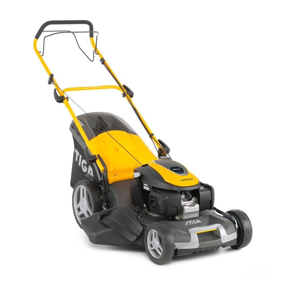 Cortacésped de Gasolina STIGA Combi 55 SQ H autotractado – Motor Honda 201cc, Sistema de Corte 4 en 1, Ancho de Corte 51 cm, Bandeja de Recogida de 70 L, Obturador multurador y Deflector Lateral