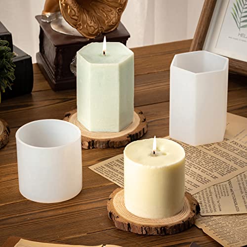 6Pcs Candle Molds For Candle Making, Cylinder Silicone Candle Molds And Hexagon Silicone Candle Molds For Making Candle, Diy Craft #TOP5