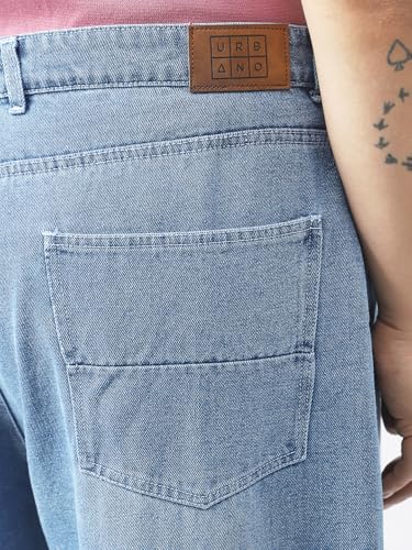 Image of Urbano Plus Men's Loose Baggy Fit Washed Jeans Non-Stretchable