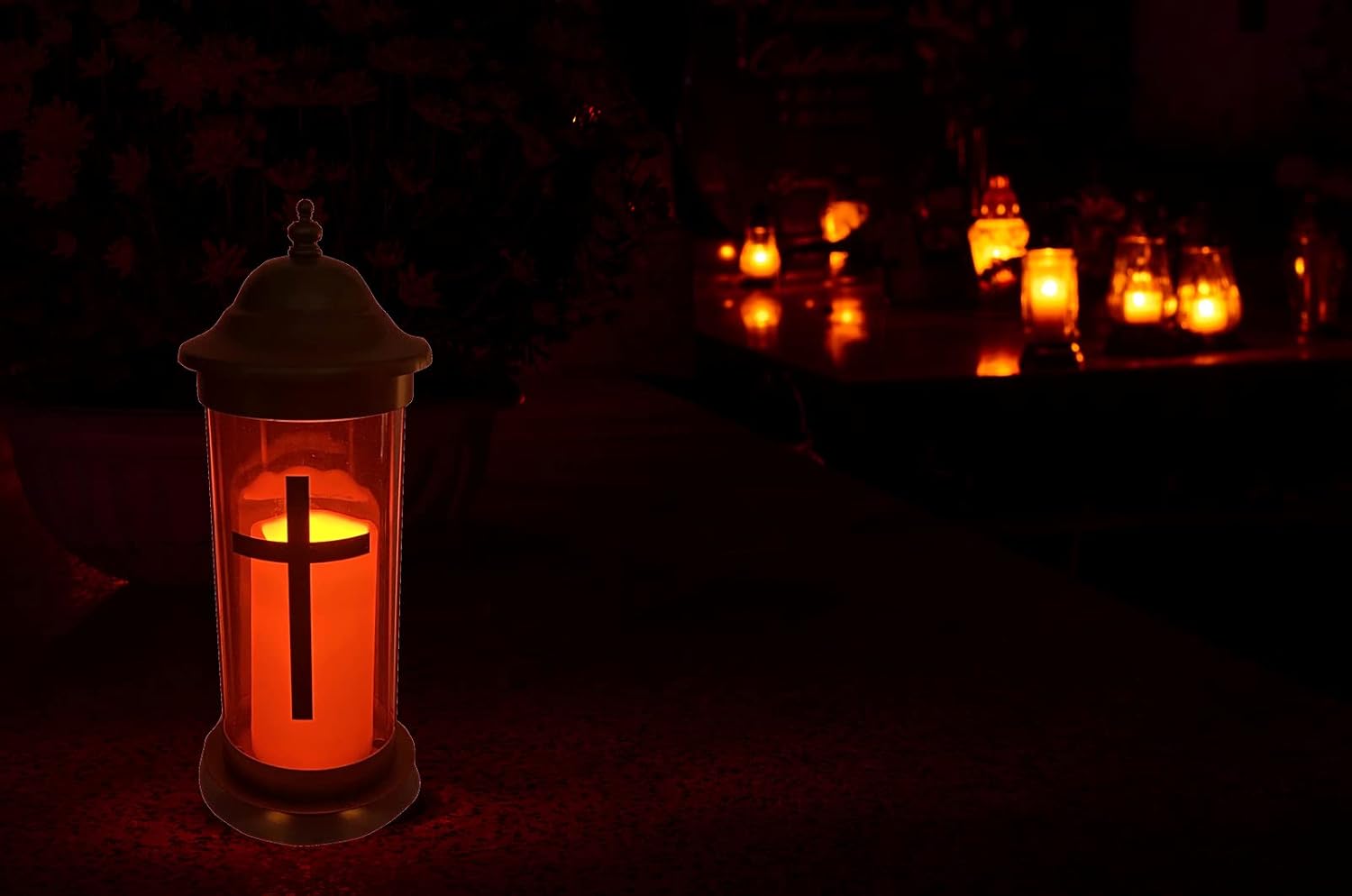 Lights for Cemetery as Bereavement Gifts or Memorial Lanterns with Garden Stakes for Outside Lights for Yard as Outdoor Decorations with Cross