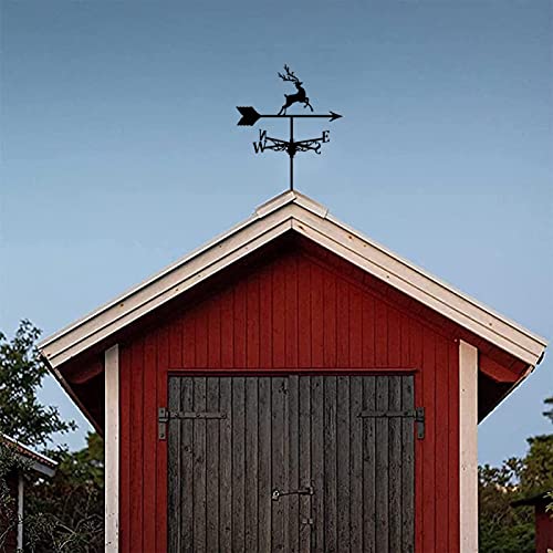 Ymlpre Metal Deer Weathervane Roof Install Wind Vane Rust Proof Spray Paint Wind Direction Indicator For Garden Patio Farm Barn Garage Fence Gazebo Outdoor Decorate #TOP4