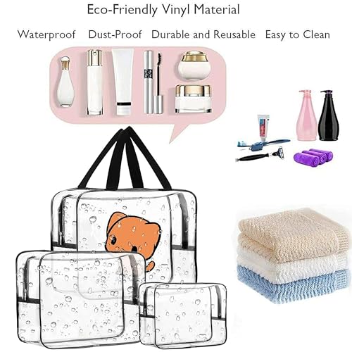 Image of Storite Set of 3 Travel Pouch Bags - Clear PVC Toiletry, Cosmetic & Storage Organizer Bags for Travel, Gym, Makeup & Daily Use Waterproof Zipper Bags