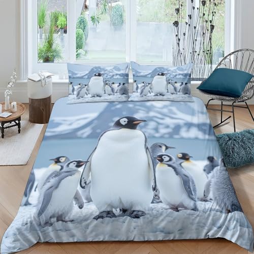 Parure de lit microfibre pingouin lit simple au design faune antarctique - 4