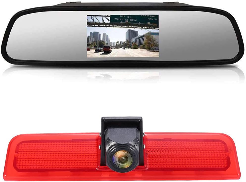 12mm Lens CMOS Rear View Camera+4.3" Car Rear View Mirror Brake Light Car Roof Rear View Camera Caddy Life 2K Facelift III Box 2KA Combi Cross Maxi Tdi Third 3 2003-2014 Bj