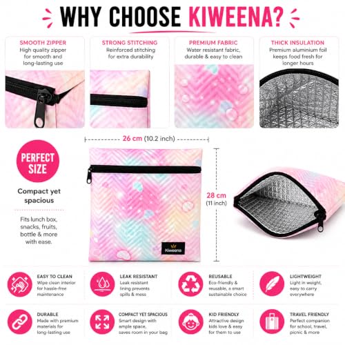 Image of Insulated Lunch Pouch for Office, School & Travel | Thermal Tiffin Bag with Aluminium Foil Lining | Leakproof, Lightweight & Reusable Lunch Organizer for Men, Women & Kids (Multi Edition A)