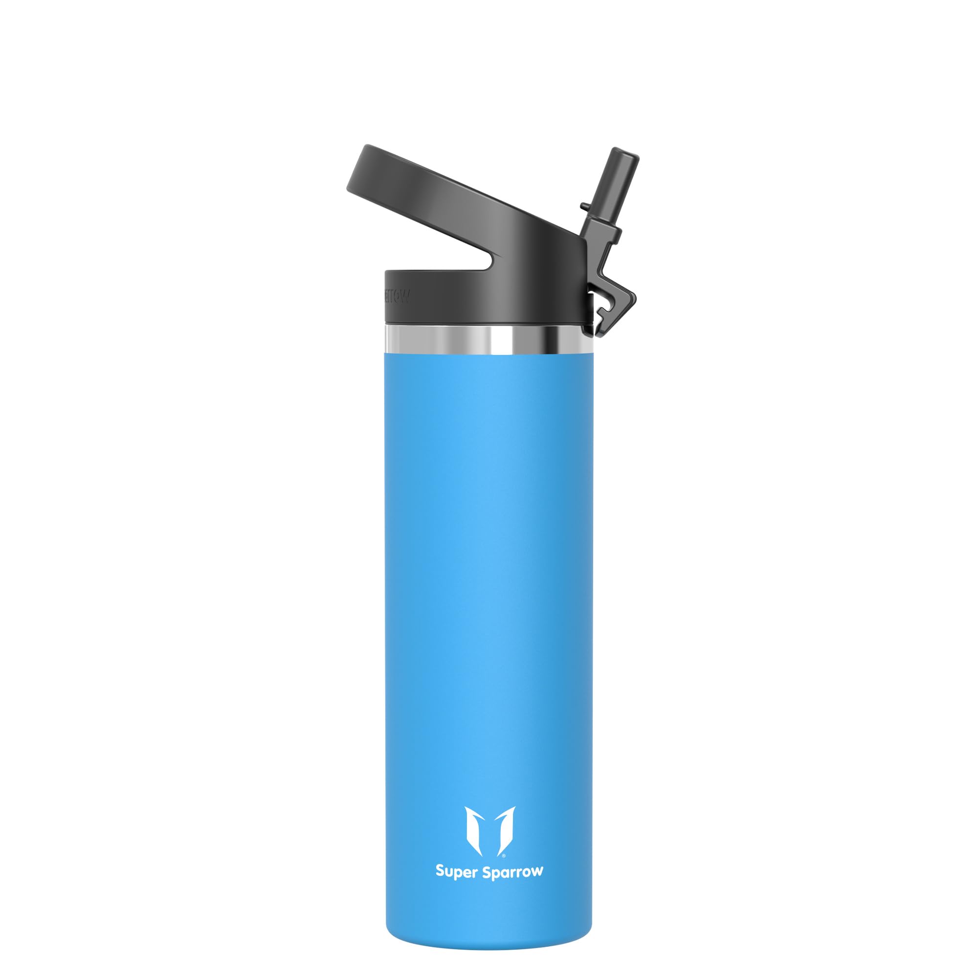 Super Sparrow Water Bottle Insulated - 750ml - Wide Mouth Metal Bottle - Wide Mouth SwivelSip Flask - BPA Free, Leak Proof - Ergonomic Straw Water Bottles for Work, Gym, Travel, Sports