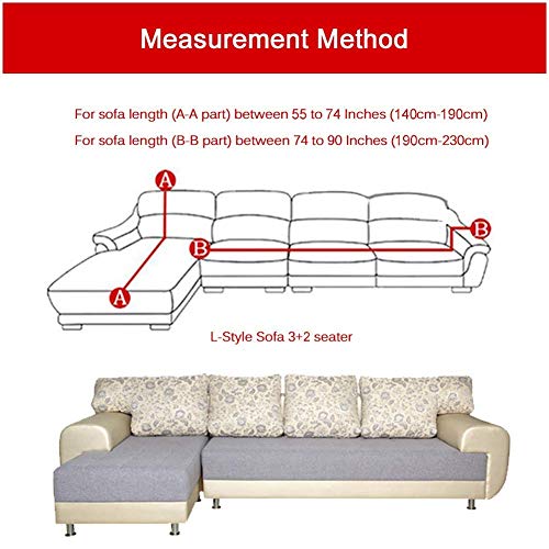 Mingfuxin Sectional Couch Covers, Stretch Sofa Slipcovers L Shaped Anti Slip Corner Sofa Cover Chaise Lounge Protector with 2 PCS Pillow Covers for 2 Seaters + 3 Seaters L-Type Sectional Sofa Couch - Image 6