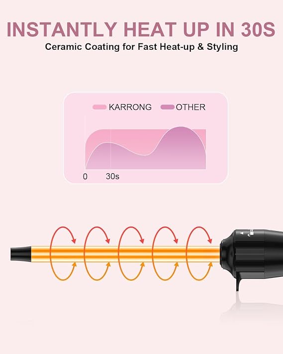 3/8 Inch Small Curling Wand and 1 inch Rotating Curling Wand