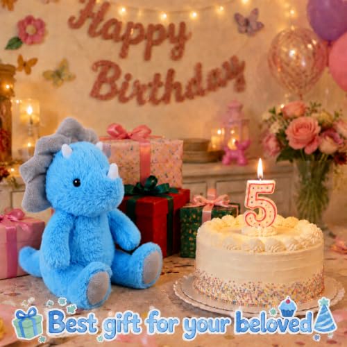 VANLINNY Dinosaur Stuffed Animals, Blue Dinosaurs Toy for Kids 3-5, Cute 9" Triceratops Stuffed Baby Plush, Soft and Comfort to Hug, Ideal Christmas Birthday Gift - Image 7