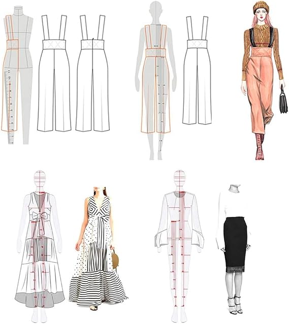 Fashion Illustration Rulers Sketching Templates Ruler Sewing Humanoid Patterns Design Clothing Measuring,Type A