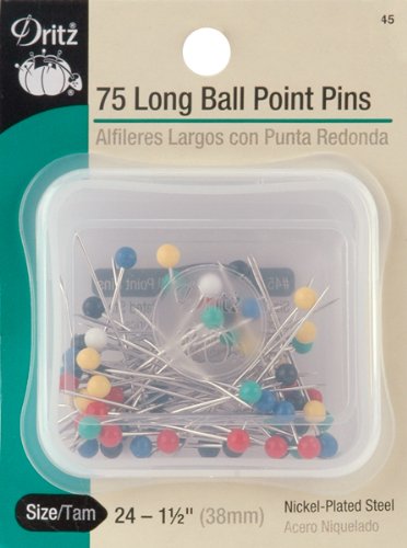 Dritz 45 Long Color Ball Point Pins-Size 24 75/Pkg