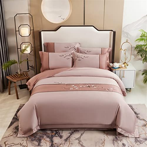 Parure de lit 4 pièces brodée coton égyptien haut de gamme