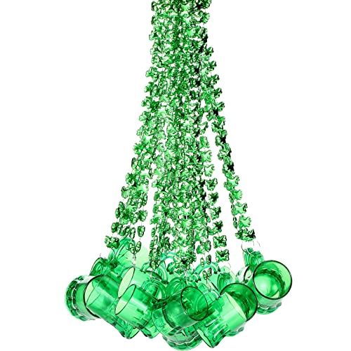 Otuuz 12 Stück St. Patrick's Day Halsketten Grün Kleeblatt Perlenkette St. Patrick's Day Kunststoff Becher Halskette Irische Perlenkette für St. Patricks Day Accessoires Cover