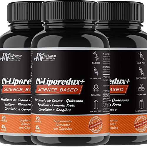 Combo 3x IN-Liporedux+ (Termogênico com Picolinato de Cromo 270 Cápsulas) para Homens e Mulheres da