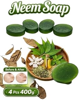 BONBYQUEN Natural Neem Soap Bar purifying Skin Cleanser, for Acne and Pimple Control, Body and Face Wash, 4 Pcs, 400g Price In India