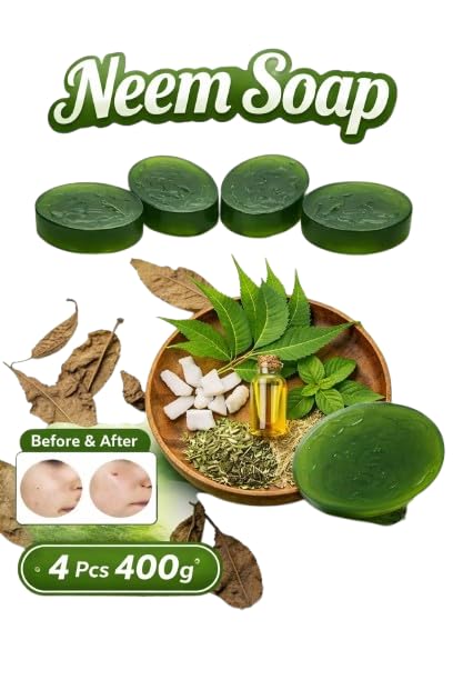 BONBYQUEN Natural Neem Soap Bar purifying Skin Cleanser, for Acne and Pimple Control, Body and Face Wash, 4 Pcs, 400g - Review, Price and Buying Guide