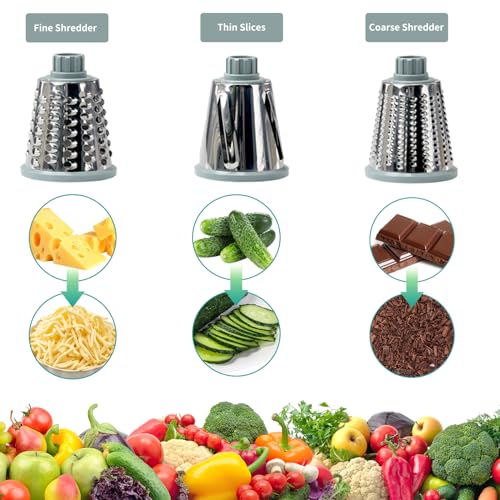 Eleko Meyar Cheese Grater with Handle, Multifunctional Manual Rotary Cheese Grater - Cheese Shredder Easily Chop Carrots, Potatoes, Vegetables and Fruits and Easy to Clean(blue) by Eleko Meyar - Image 3