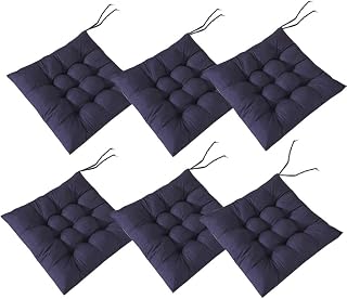Juego de 6 cojines para sillas de comedor, sillas con lazos, para sillas de comedor, jardín, cocina, oficina, escuela, 40 x 40 cm (azul marino)