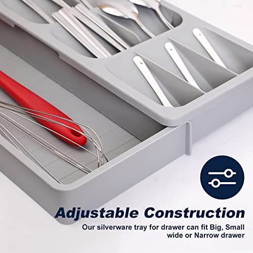 Pyntop Silverware Organizer Storage Tray, Cutlery Expandable Organizer, Multipurpose Kitchen Drawer Organizer For Kitchen Drawer Spoon Knife And Fork Holding Flatware #TOP2