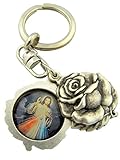 Diseño único Keyring Medalla Divina Misericordia de Jesús Medalla Inmaculada Corazón de María Medalla Divina Misericordia de Jesús.