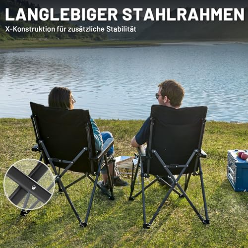 TIMBER RIDGE Campingstuhl Faltbar 260 KG Belastbar 4 Positionen verstellbar – Ansicht 5