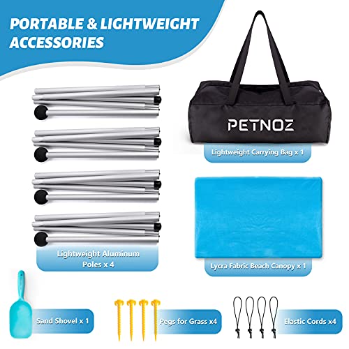 Petnoz Beach Tent Canopy Sun Shade Upf50+, Easy Pop Up Anti-Wind Sun Shelter With Stability Poles/Carry Bag/Ground Pegs/Sand Shovel, Portable Sunshade For Beach Camping (Royal Blue, 10×10 Ft 4 Pole) #TOP6