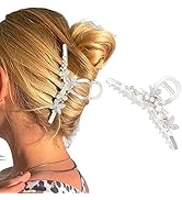 Brinie Pearl Hair Claw Clamps Butterfly Claw Hair Clips Metal Alloy Large Hair Catch Barrettes Rh...
