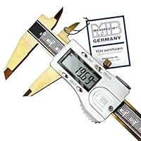 MIB Digitaler Messschieber mit Absolut-System & TiN-Beschichtung DIN 862 200mm | Präzisionsmessgerät | 4-fach Messung | Kalibrierung | Digitalwerkzeug Set mit 3V Batterie & Kunststoffbox