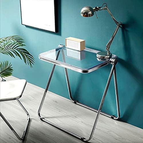 Byjccar Transparent Acrylic Folding Table Portable Small Desk Medieval Bedroom Computer Desk Sofa Side Table (Table, Transparent Desktop) #TOP1