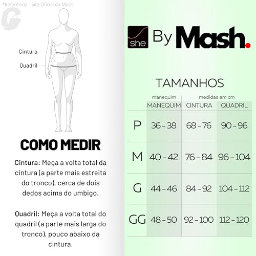 Calça Legging Academia Cintura Alta Fitness She by Mash Feminina | Preto (676.02) | P