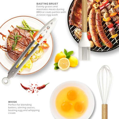 image for oannao Silicone Cooking Utensils Set - 446°F Heat Resistant Silicone 