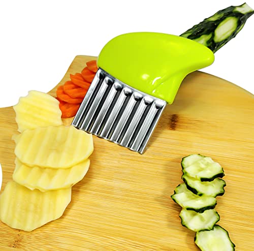 Crinkle Cutter Stainless Steel Potato Carrot Chip Vegetable Crinkle Wavy Chopper Cutter French Fry Slicer #TOP2