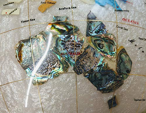 Unique Art 36-Inch By 13-Inch Floor Standing Pearl Ocean Gemstone World Globe With Gold Tripod #TOP4