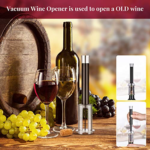Electric Wine Opener Set, kinghouse 2PCS Opener Includes Automatic Wine Opener, Air Pressure Pump Opener, Foil Cutter, Wine Aerator Pourer and Vacuum Stopper, Christmas Holiday Gift Set Holiday Kit