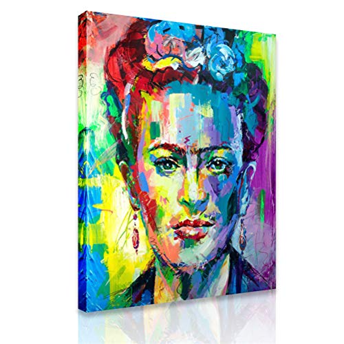Frida Kahlo Decoración, Retrato De Mujer Cuadro De Pintura Al Óleo Con Textura Colorida Lienzo, Moderno Arte Abstracto De Carteles Para La Decor Del Hogar De La Sala De Estar Dormitorio,70 * 90cm