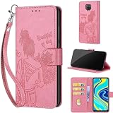 Funda para Xiaomi Redmi Note 9S / Note 9 Pro/Note 9 Pro MAX Carcasa, Funda de Cuero de Flip Móvil Plegable Funda para Xiaomi Redmi Note 9S / Note 9 Pro/Note 9 Pro MAX Rosa