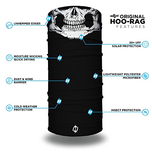 Hoo-Rag - Moisture Wicking Polyester Microfiber Multi-Functional Face Mask & Neck Cover - Upf 30 - Skeleton Skull #TOP3
