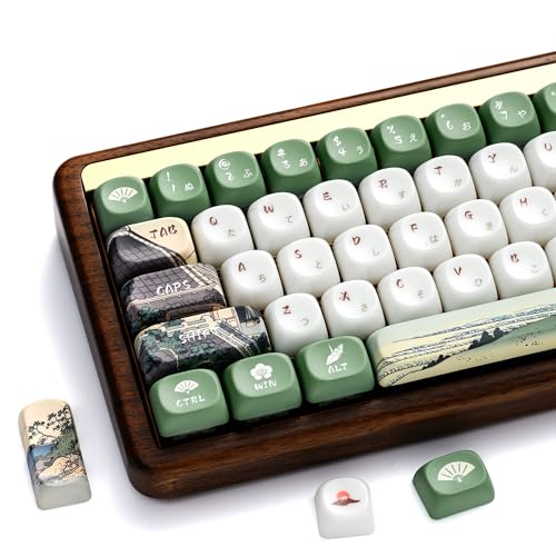 OHY XVX MOA Profile Keycaps Set, Japanese Mount Fuji Theme, 129 - Key White & Green Custom Keycaps with PBT + Frosted Translucent PC Material for US Layout Mechanical Keyboards by OHY - Used condition - US$20.15