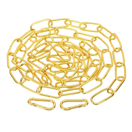 PATIKIL 1pcs 1.82m Cadena de Eslabón, Cadena de Hierro de Colgante de Iluminación con 2 Conectores de Bloqueo de Tornillo de Resorte para Canastilla de Plantas Lámparas Colgantes Dorado