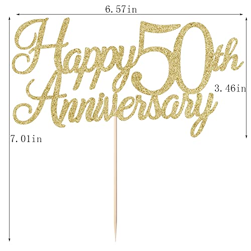 Auteby Happy 50Th Anniversary Cake Topper, Gold Glitter 50Th Birthday/Wedding Anniversary Party Decoration Supplies (50) #TOP1